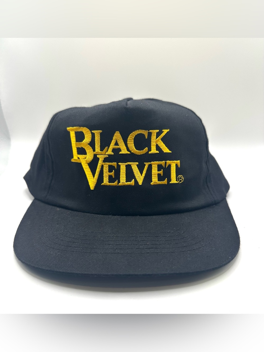 Black Velvet Distillery Advertising Snapback Hat Black/Gold Logo